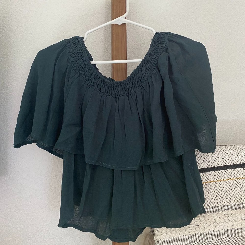 Vici Dolls - Green Off the Shoulder layered top